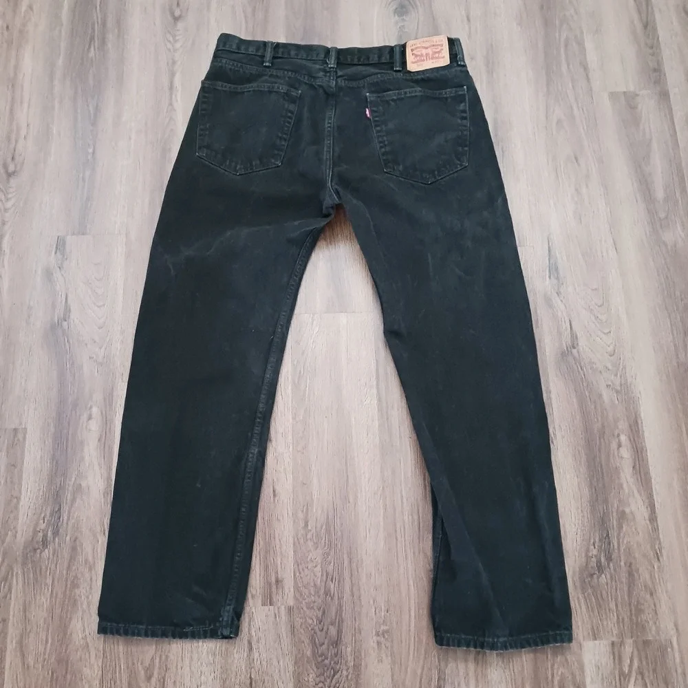 Levi's 505 Black Jeans Straight Leg Tag Size 40 x 32 - Actual 39 x‎ 30